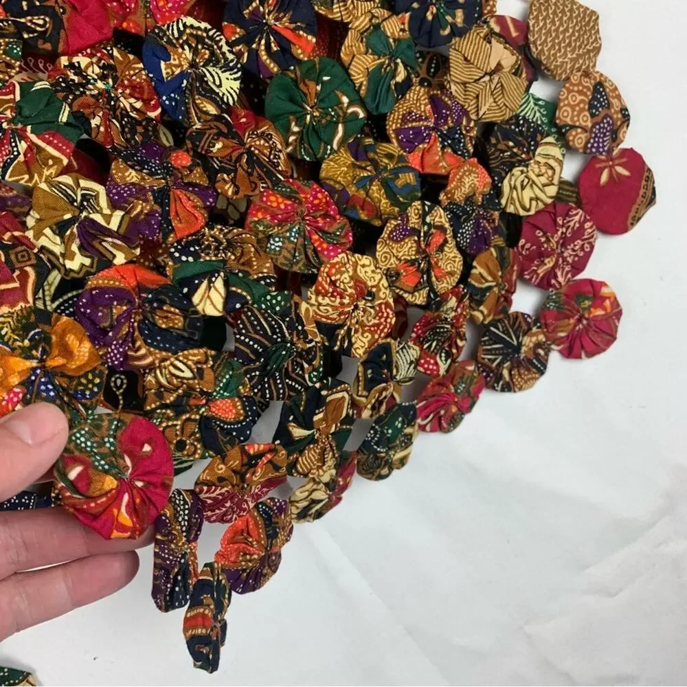 Vintage Halsey yoyo quilt size large Colorful Vest granny art boho retro twist